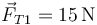 \vec{F}_{T1}=15\,\mathrm{N}
