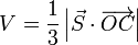 V = \frac{1}{3}\left|\vec{S}\cdot\overrightarrow{OC}\right|