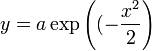 y = a \exp\left((-\frac{x^2}{2}\right)