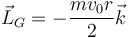 \vec{L}_G=-\frac{mv_0r}{2}\vec{k}