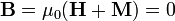 \mathbf{B}=\mu_0(\mathbf{H}+\mathbf{M})=0