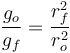 
\dfrac{g_o}{g_f} = \dfrac{r_f^2}{r_o^2}
