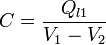 C = \frac{Q_{l1}}{V_1-V_2}