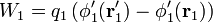 W_1 = q_1\left(\phi'_1(\mathbf{r}'_1)-\phi'_1(\mathbf{r}_1)\right)