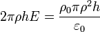 2\pi\rho h E = \frac{\rho_0\pi \rho^2h}{\varepsilon_0}