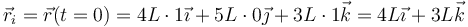 \vec{r}_i=\vec{r}(t=0)=4L\cdot 1\vec{\imath}+5L\cdot0\vec{\jmath}+3L\cdot 1\vec{k}=4L\vec{\imath}+3L\vec{k}