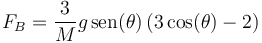 F_B = \frac{3}Mg\,\mathrm{sen}(\theta)\left(3\cos(\theta)-2\right)