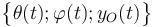 \big\{\theta (t)\mathrm{;}\,\varphi (t)\mathrm{;}\,y_O(t)\big\}