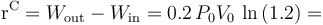 \mathrm{r}^\mathrm{C}= W_\mathrm{out}-W_\mathrm{in}=0.2\!\ P_0V_0\!\ \ln\left(1.2\right)=