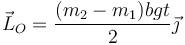 \vec{L}_O = \frac{(m_2-m_1)bgt}{2}\vec{\jmath}