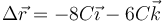 \Delta \vec{r}=-8C\vec{\imath}-6C\vec{k}