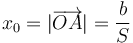 x_0=|\overrightarrow{OA}|=\frac{b}{S}