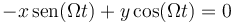 -x\,\mathrm{sen}(\Omega t)+y\cos(\Omega t)=0\,