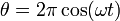 \theta = 2\pi\cos(\omega t)\,