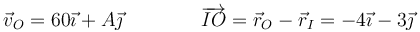 \vec{v}_O=60\vec{\imath}+A\vec{\jmath}\qquad\qquad \overrightarrow{IO}= \vec{r}_O-\vec{r}_I=-4\vec{\imath}-3\vec{\jmath}