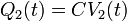 Q_2(t)=CV_2(t)\,