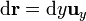 \mathrm{d}{\mathbf{r}}=\mathrm{d}{y}\mathbf{u}_{y}