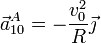 \vec{a}^A_{10}=-\frac{v_0^2}{R}\vec{\jmath}