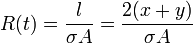 R(t) = \frac{l}{\sigma A} = \frac{2(x+y)}{\sigma A}