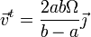 \vec{v}^t=\frac{2ab\Omega}{b-a}\vec{\jmath}