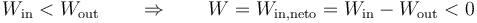 W_\mathrm{in} < W_\mathrm{out}\qquad\Rightarrow\qquad W = W_\mathrm{in,neto}=W_\mathrm{in}-W_\mathrm{out} < 0