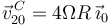 \vec{v}^{\, C}_{20}=4\Omega R\,\vec{\imath}_0\,\,