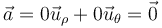 \vec{a}=0\vec{u}_\rho+0\vec{u}_\theta = \vec{0}