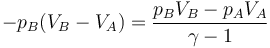 -p_B(V_B-V_A)=\frac{p_BV_B-p_AV_A}{\gamma-1}