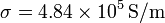 \sigma = 
4.84\times 10^5\,\mathrm{S}/\mathrm{m}