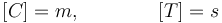 
[C]=m, \qquad \qquad [T]=s
