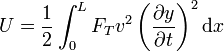 U=\frac{1}{2}\int_0^L F_T v^2\left(\frac{\partial y}{\partial t}\right)^2\mathrm{d}x