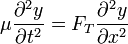 \mu\frac{\partial^2y}{\partial t^2} = F_T\frac{\partial^2y}{\partial x^2}