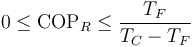 0 \leq \mathrm{COP}_R \leq \frac{T_F}{T_C-T_F}