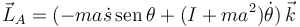 
\vec{L}_A = (-ma\dot{s}\,\mathrm{sen}\,\theta + (I+ma^2)\dot{\theta})\,\vec{k}
