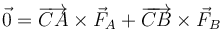 \vec{0} = \overrightarrow{CA}\times\vec{F}_A + \overrightarrow{CB}\times\vec{F}_B