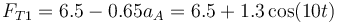 F_{T1}=6.5-0.65a_A=6.5+1.3\cos(10t)\,