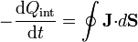 -\frac{\mathrm{d}Q_\mathrm{int}}{\mathrm{d}t}= \oint \mathbf{J}{\cdot}d\mathbf{S}