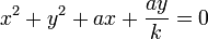 x^2+y^2+ax + \frac{ay}{k} = 0