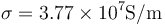 \sigma=3.77\times10^{7} \mathrm{S}/\mathrm{m}