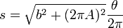 s = \sqrt{b^2+(2\pi A)^2}\frac{\theta}{2\pi}