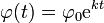 \varphi(t) = \varphi_0\mathrm{e}^{kt}