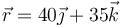 \vec{r}=40\vec{\jmath}+35\vec{k}