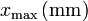x_\mathrm{max}\,(\mathrm{mm})