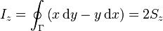 I_z=\oint_\Gamma\left(x\,\mathrm{d}y-y\,\mathrm{d}x\right)=2S_z