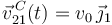 \vec{v}^{\, C}_{21}(t)=v_0\,\vec{\jmath}_1\,