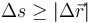 \Delta s \geq |\Delta\vec{r}|