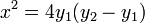 x^2 = 4y_1(y_2-y_1)\,