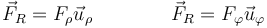 \vec{F}_R=F_\rho\vec{u}_\rho\qquad\qquad \vec{F}_R=F_\varphi\vec{u}_\varphi