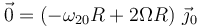 \vec{0}=\left(-\omega_{20}R+2\Omega R\right)\,\vec{\jmath}_0