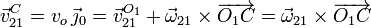 
  \vec{v}_{21}^C=v_o\,\vec{\jmath}_0=\vec{v}_{21}^{O_1}+\vec{\omega}_{21}\times\overrightarrow{O_1C}=\vec{\omega}_{21}\times\overrightarrow{O_1C} 
